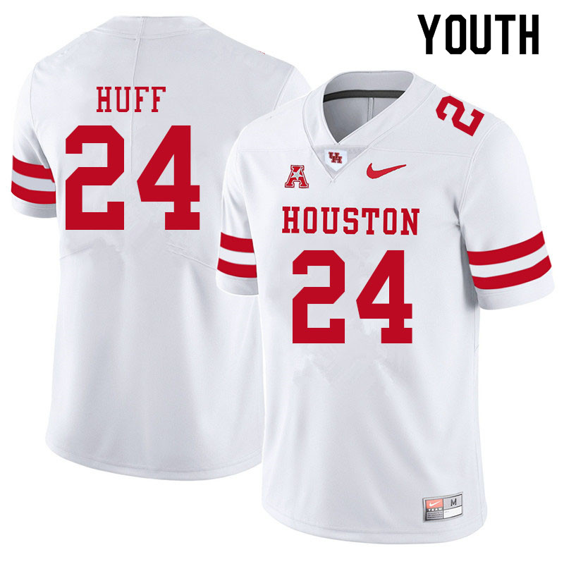 Youth #24 Jett Huff Houston Cougars College Football Jerseys Sale-White